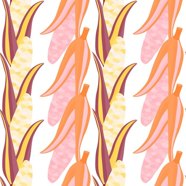 Corn plants seamless pattern Corn cobs endless wallpaper