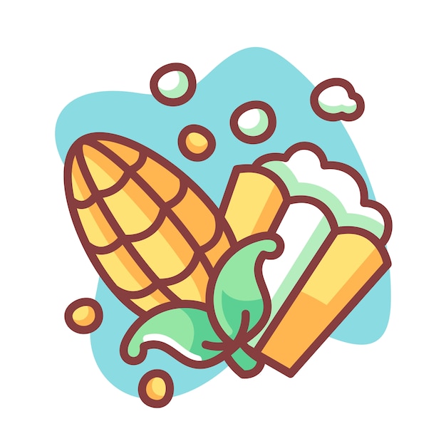 Corn and popcorn cartoon illustration