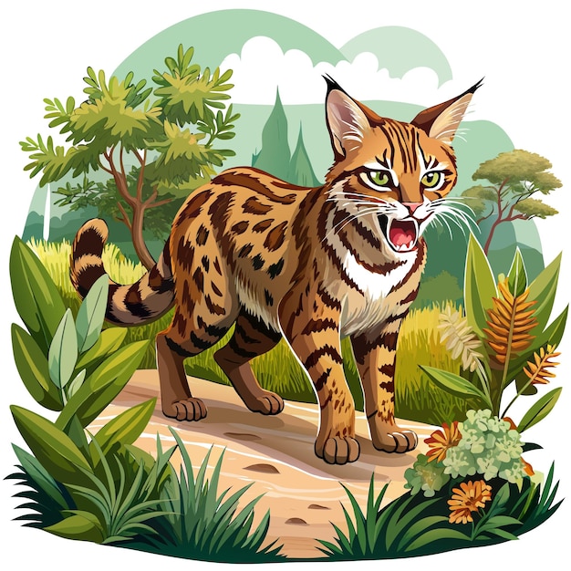 Corn Rex Cat inspired goes jungle vector