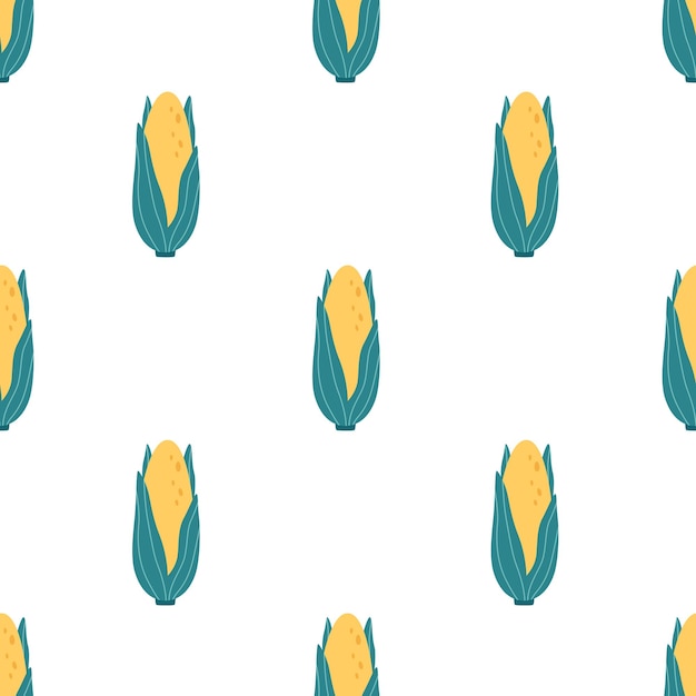 Corn seamless pattern. Vegetable seamless pattern. Autumn and summer harvest, farming.