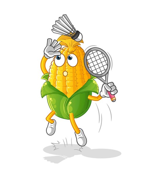 Corn smash at badminton cartoon cartoon mascot vector