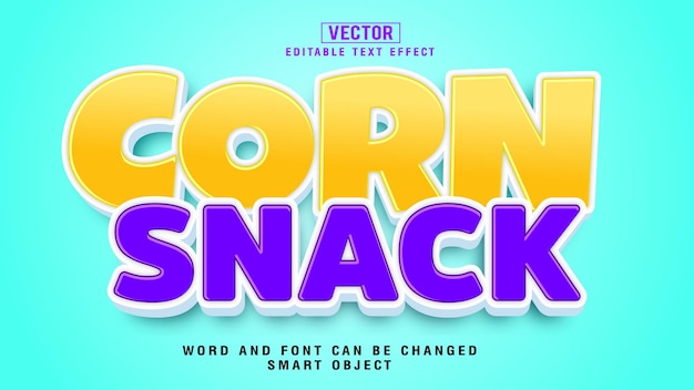 Corn Snack 3d Editable Text Effect Vector With Background