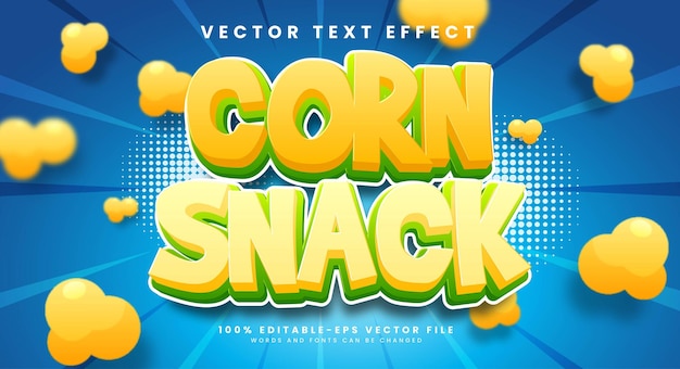 Corn snack editable vector text effect suitable for snack product needs