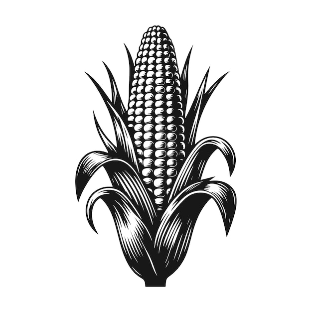 Corn stalk black and white vector design