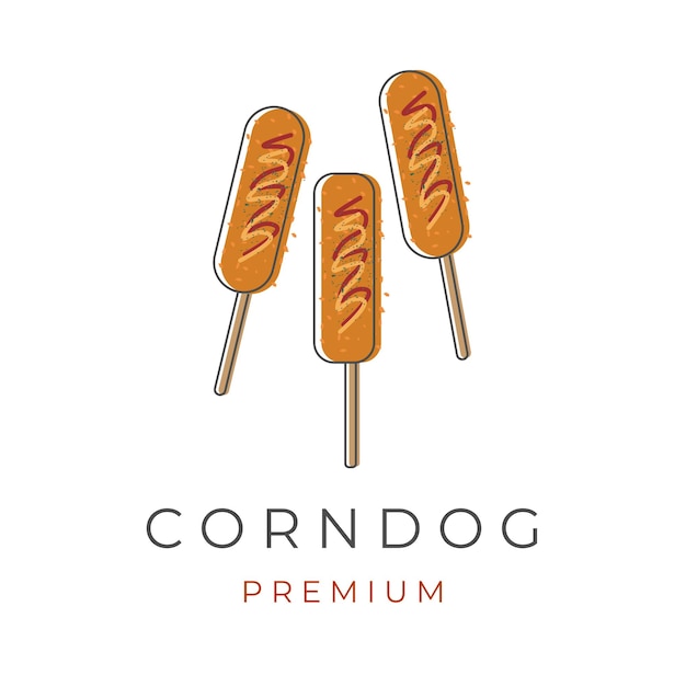 Corndog Line Art Vector Illustration Logo