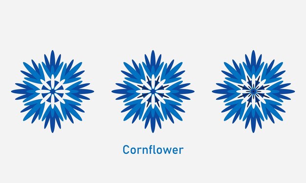 Cornflower flat vector set