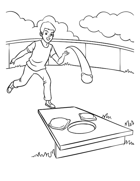 Cornhole Coloring Page for Kids