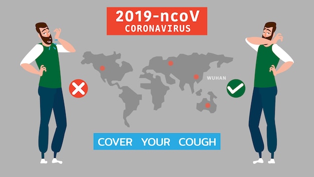 Corona virus 2019 Common signs of infection. Cover your cough