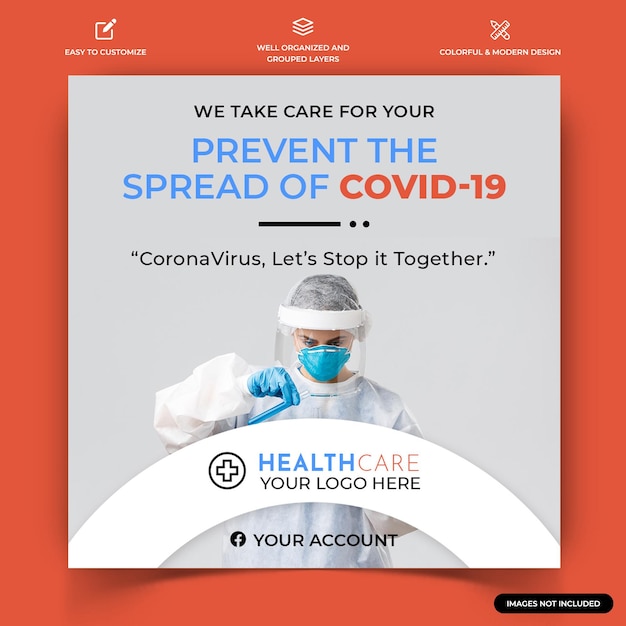 Corona Virus Awareness Instagram social media post web banner template vector premium