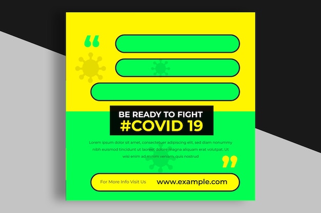 corona virus prevention social media post square banner or stay home awareness web banner