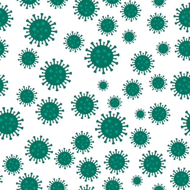 Corona Virus seamless pattern on white background Pathogen respiratory coronavirus 2019nCoV from Wuhan China Vector template for fabric poster banner flyer etc