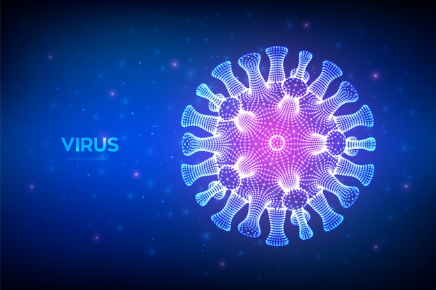 Coronavirus 2019-nCov. Abstract novel coronavirus bacteria. Microscopic view of virus cell close up. COVID-19.