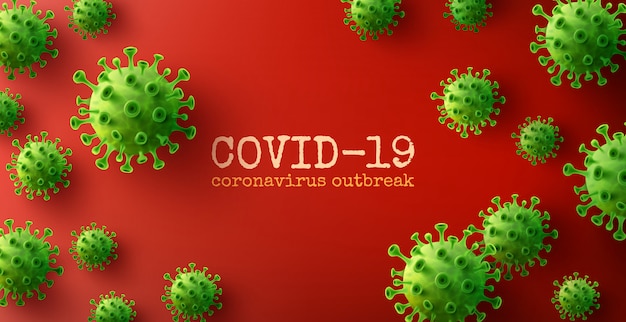 Coronavirus  background with green disease cells