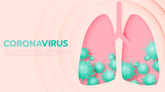 Coronavirus banner in paper art style and pastel scheme  illustration