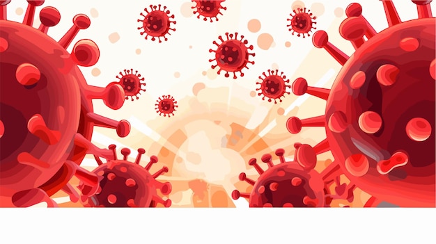 Coronavirus Banner with Virus Molecules in Amoeba Form