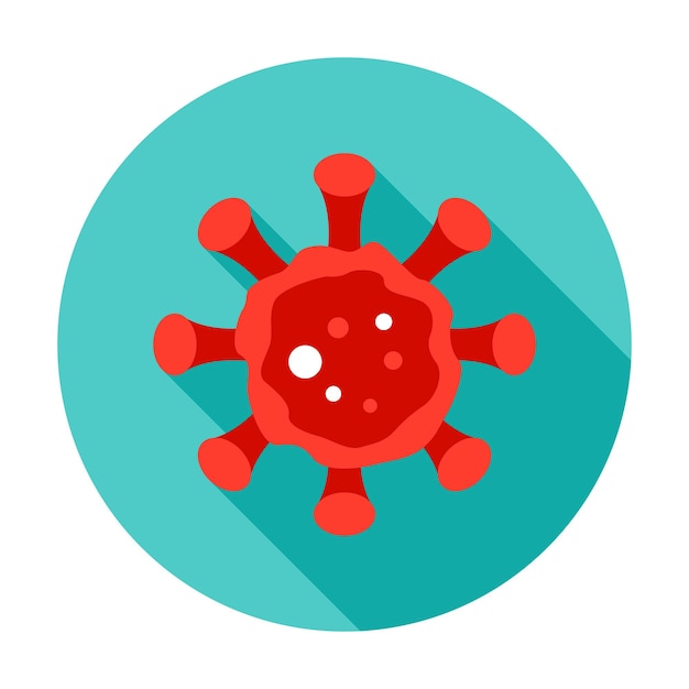 Coronavirus Circle Icon. Vector Illustration with Long Shadow. Medical Item.