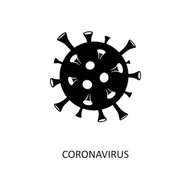 Coronavirus COVID-19 black icon on white background isolated. Vector illustration