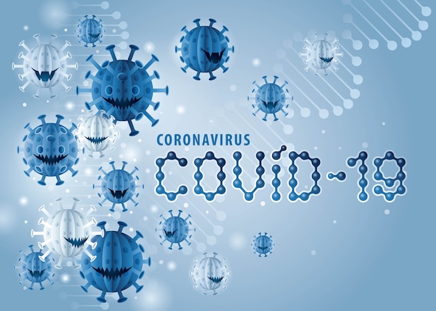 Coronavirus Covid-19 pandemic outbreak virus design, Abstract Blue Coronavirus Covid19 Virus