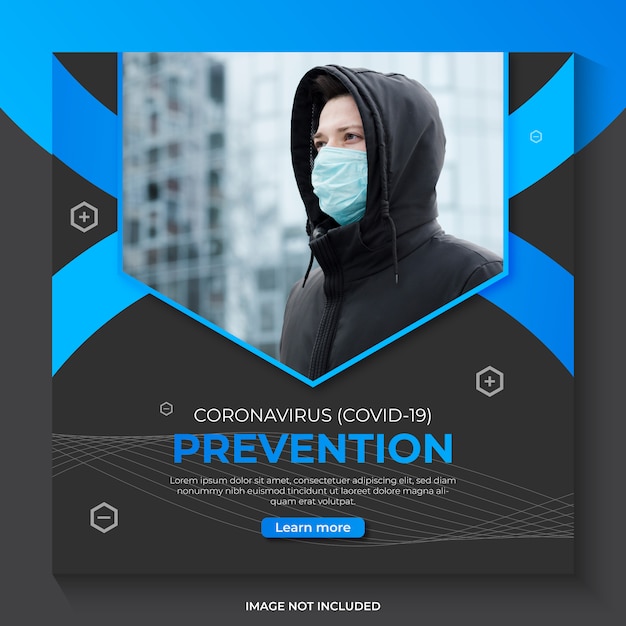 Coronavirus covid-19 prevention warning social media banner template