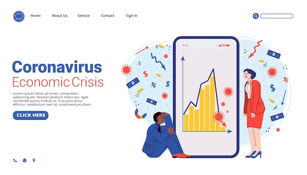 Coronavirus economic crisis and business losses banner vector illustration