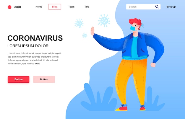 Coronavirus flat landing page composition.