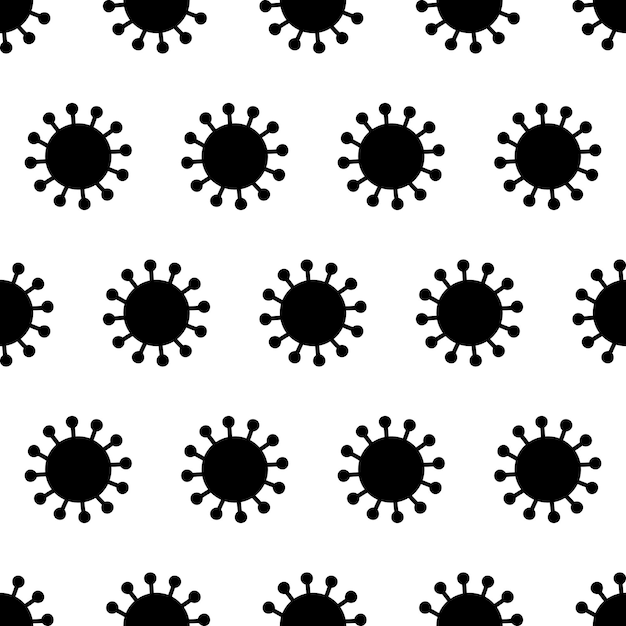 Coronavirus hand drawn bacterias in seamless pattern. Vector stock illustration.