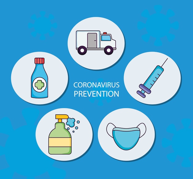 Coronavirus prevention icon set