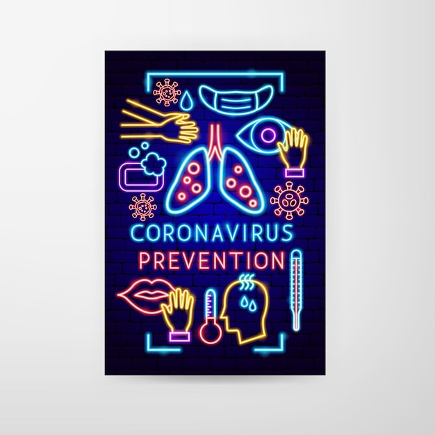 Coronavirus Prevention Neon Flyer