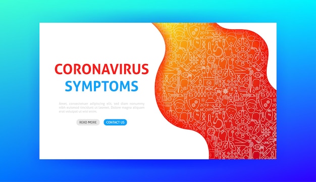 Coronavirus Symptoms Landing Page. Vector Illustration of Outline Design.