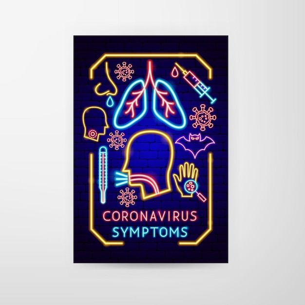 Coronavirus Symptoms Neon Flyer