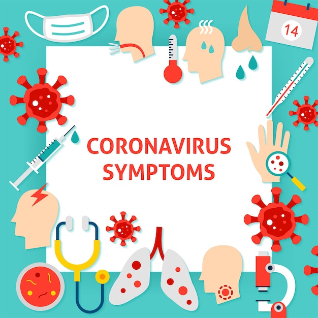 Coronavirus Symptoms Paper Template. Vector Illustration Flat Style Medical Concept.