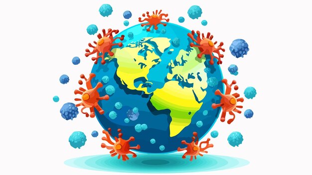 Coronavirus Virus Cell on World Globe Global Pandemic Concept