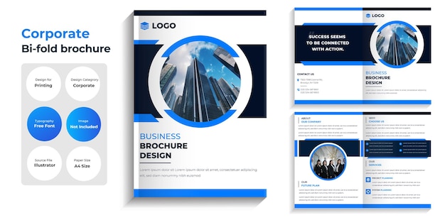 Corporate 4 page brochure with modern shape