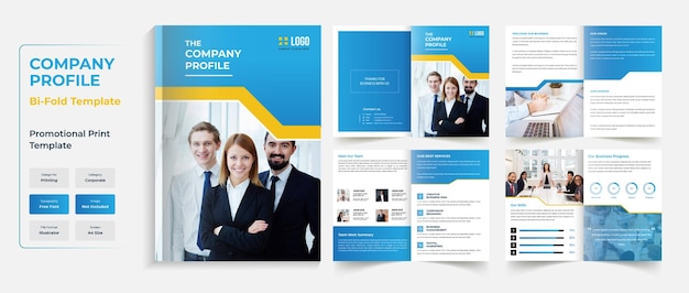 corporate bi fold brochure design premium vector