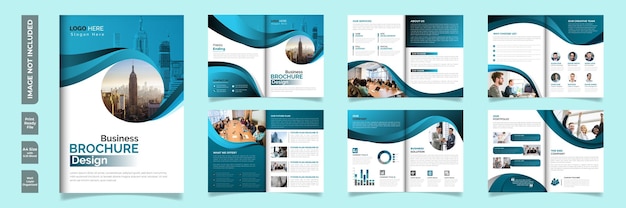 Vector corporate bi fold business brochure design template 12 pages