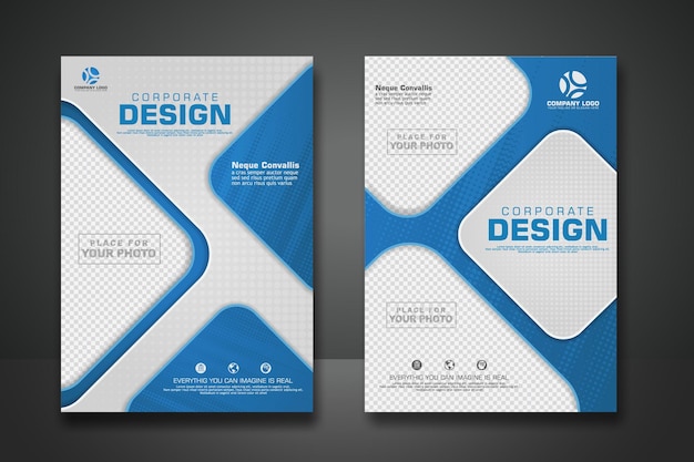 Corporate Book Cover Design Template in A4 with halftone and shadow effect Can insert photo and can