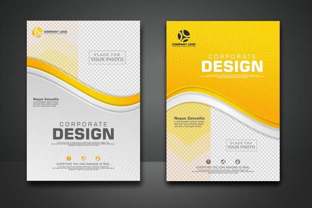 Vector corporate book cover design template in a4 with halftone and shadow effect can insert photo and can