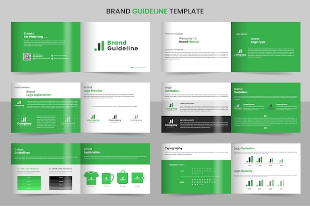 corporate brand guide and Minimalist brand guideline template design