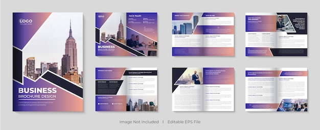 Corporate brochure template with minimalist booklet design for agency