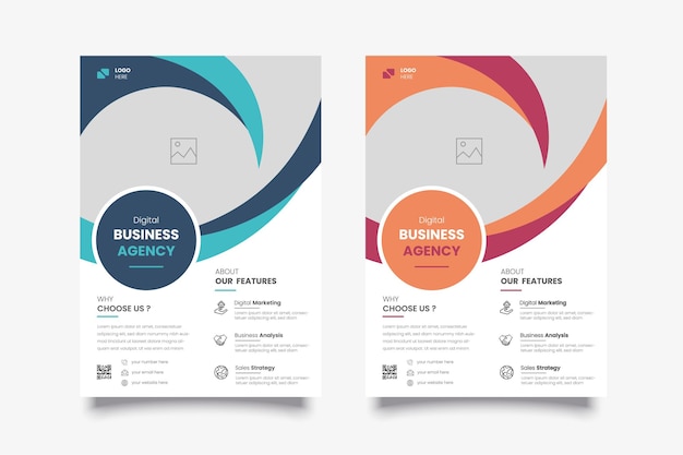 Vector corporate brochure template with waves