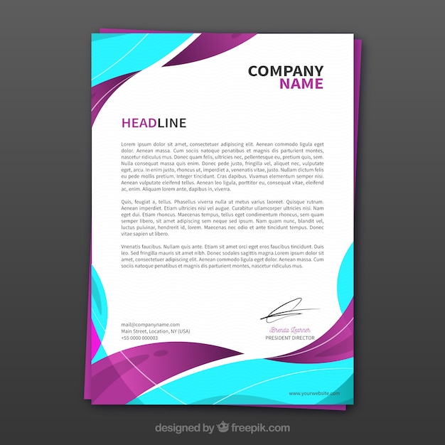 Corporate brochure with colorful wavy shapes