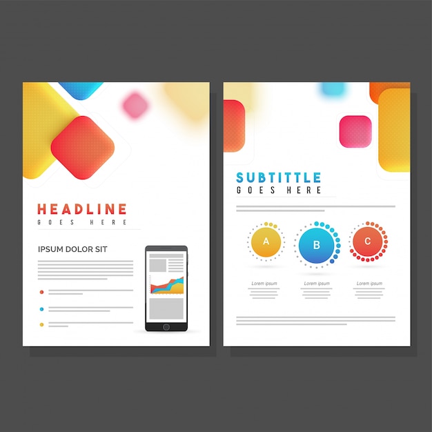 Corporate Brochure with infographic elements and colorful square