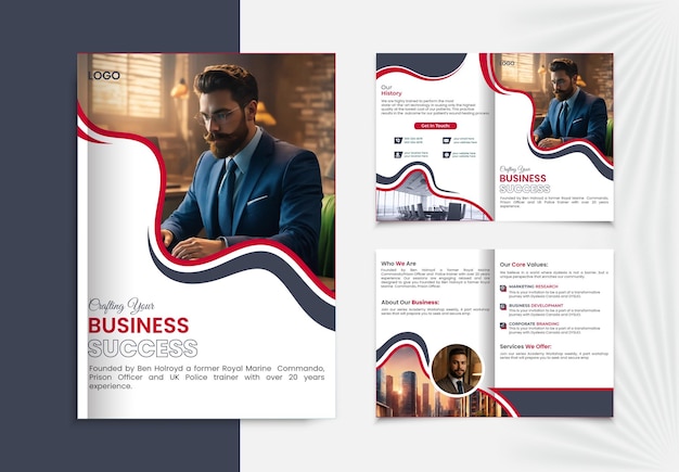 Corporate business bifold brochure design template or Abstract company profile design