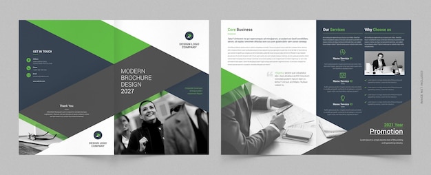 Corporate business bifold brochure design template