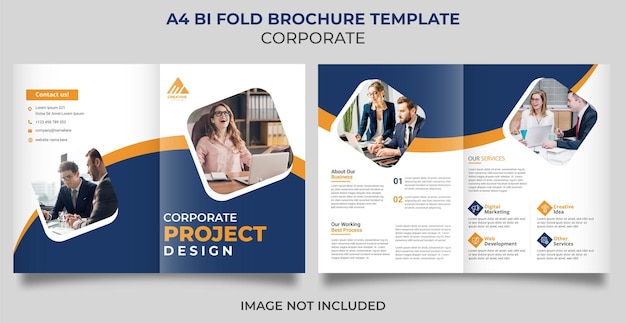 Corporate business bifold brochure design template