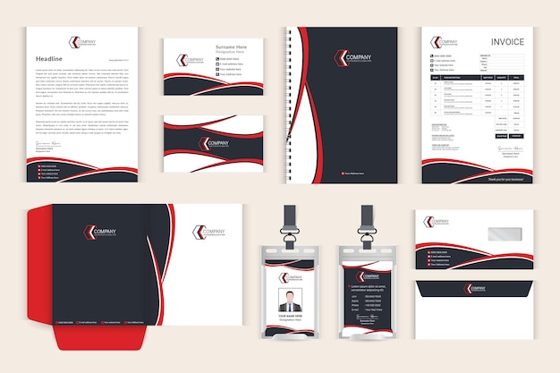 Corporate business black and blue stationery for your brand