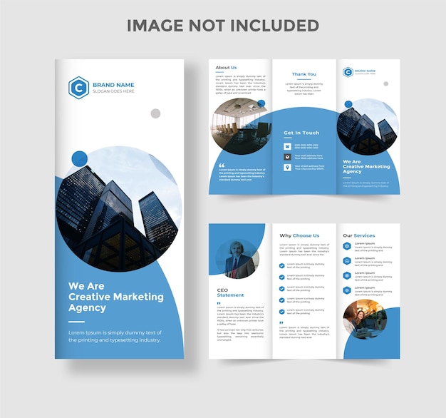 Corporate business blue modern trifold brochure design template Premium Vector