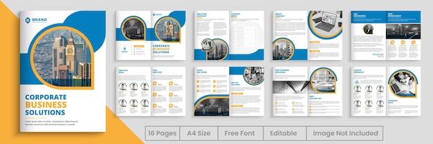 corporate business brochure 16 pages a4 template Premium Vector