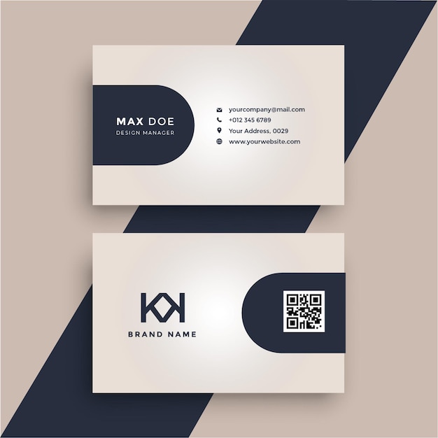 Corporate business card design  with dark blue with gradient pink