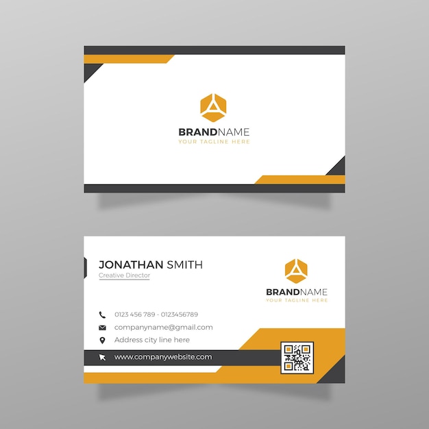 corporate business card design with doublesides with orange color